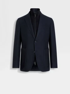 Blazers>ZEGNA Navy Blue Trofeo™ Cashmere Jacket NavyBlue
