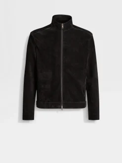 Jackets And Coats>ZEGNA Nubuck Blouson Black