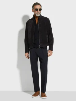 Jackets And Coats>ZEGNA Nubuck Blouson Black