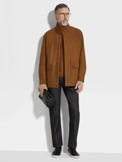 Jackets And Coats>ZEGNA Nubuck Car Coat DarkFoliage