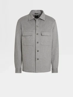 Overshirts And Chore Jackets>ZEGNA Oasi Cashmere Alba Overshirt GreyMélange