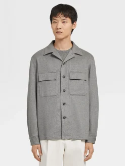 Overshirts And Chore Jackets>ZEGNA Oasi Cashmere Alba Overshirt GreyMélange