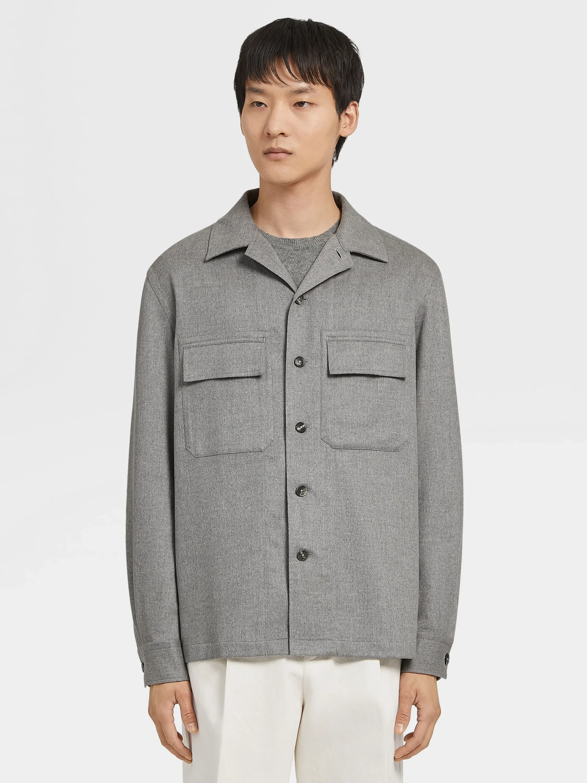 Overshirts And Chore Jackets>ZEGNA Oasi Cashmere Alba Overshirt GreyMélange