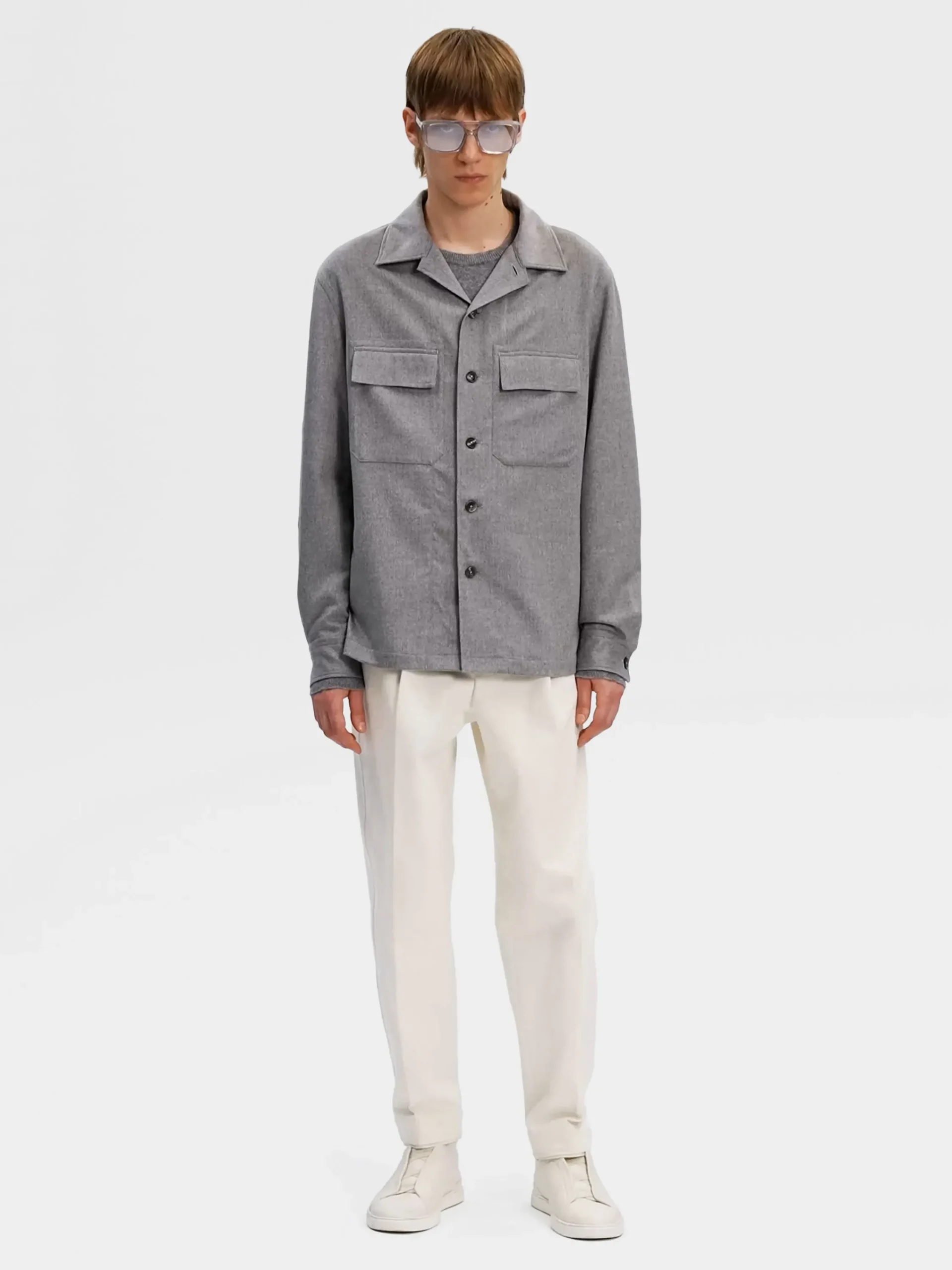 Overshirts And Chore Jackets>ZEGNA Oasi Cashmere Alba Overshirt GreyMélange
