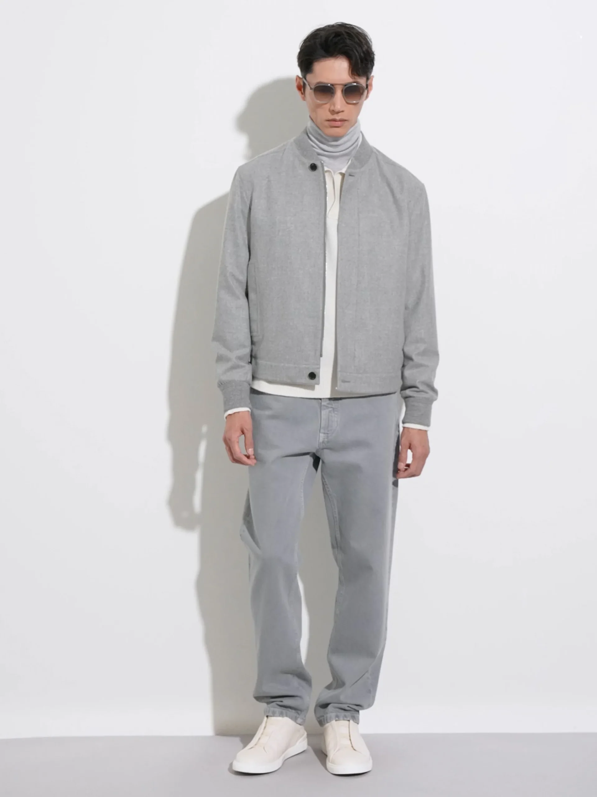 Jackets And Coats>ZEGNA Oasi Cashmere Elements Bomber GreyMélange