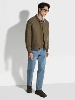 Jackets And Coats>ZEGNA Oasi Cashmere Elements Bomber Khaki