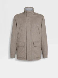 Jackets And Coats>ZEGNA Oasi Cashmere Elements Car Coat LightTaupeMultimélange