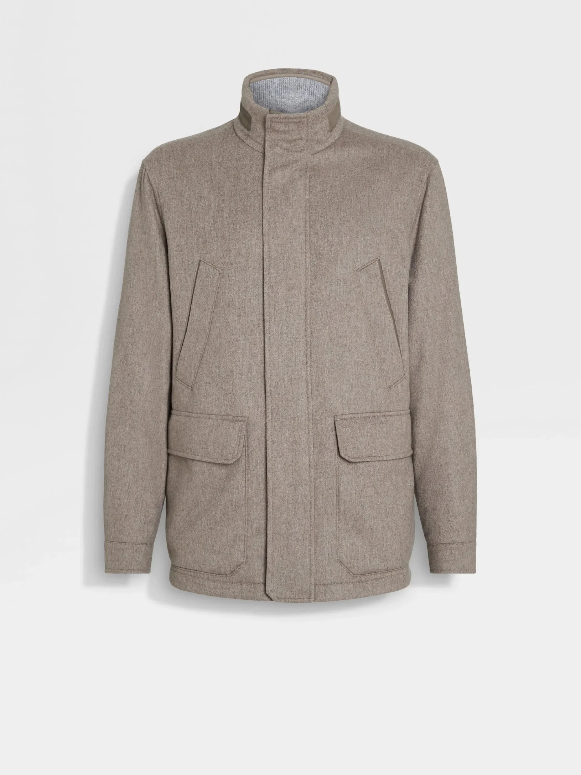Jackets And Coats>ZEGNA Oasi Cashmere Elements Car Coat LightTaupeMultimélange
