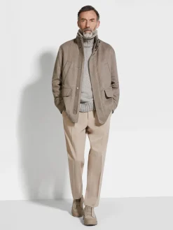 Jackets And Coats>ZEGNA Oasi Cashmere Elements Car Coat LightTaupeMultimélange