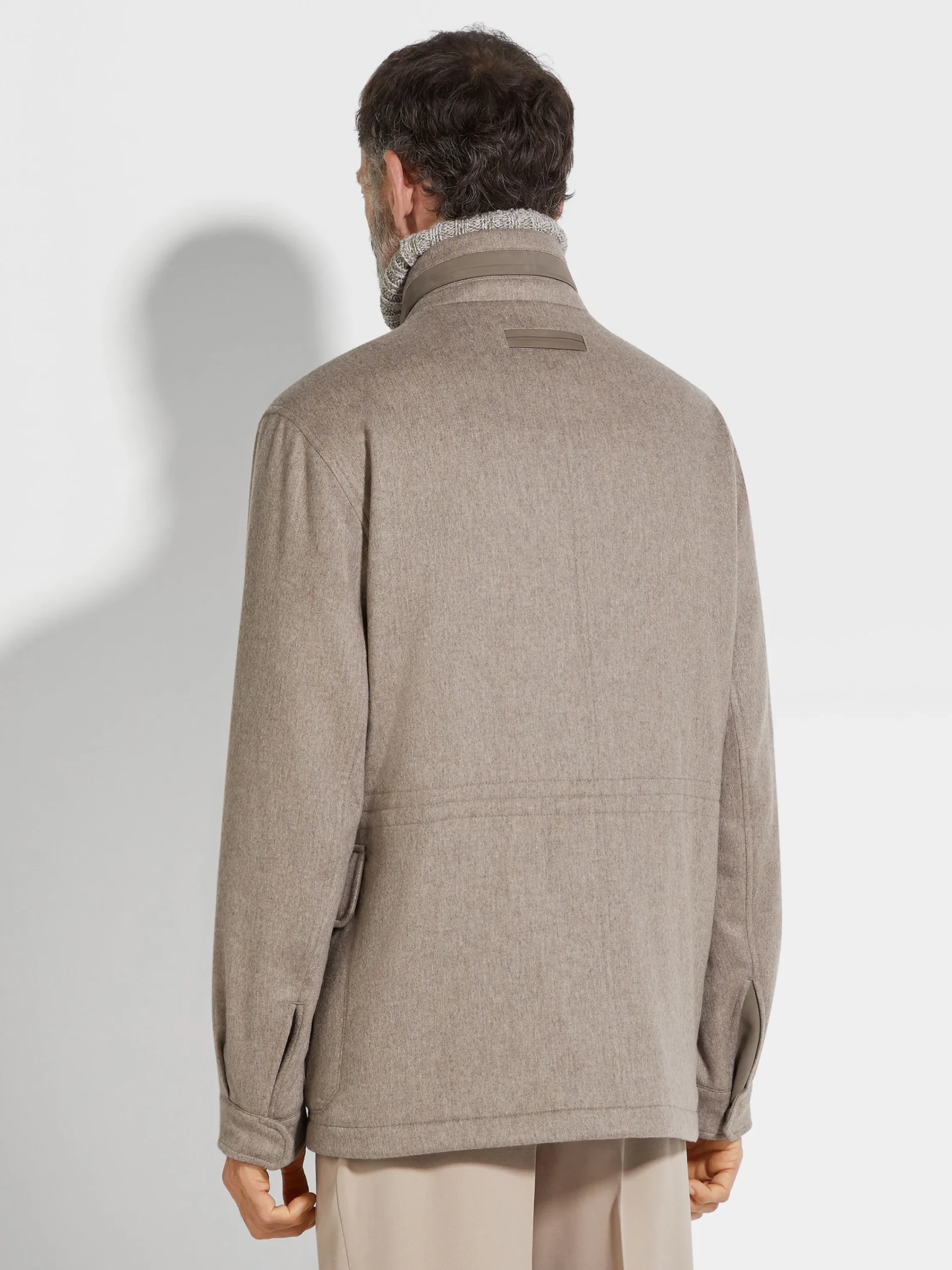 Jackets And Coats>ZEGNA Oasi Cashmere Elements Car Coat LightTaupeMultimélange