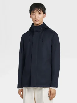 Jackets And Coats>ZEGNA Oasi Cashmere Elements Cima Overjacket NavyBlue
