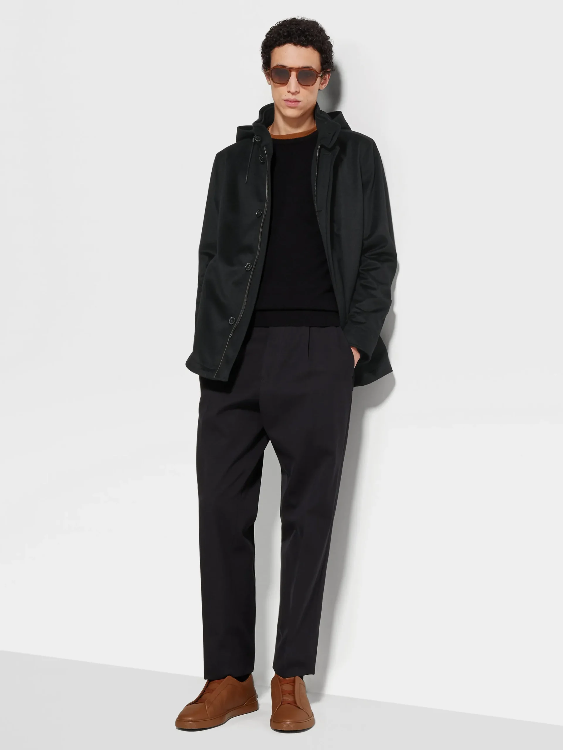Jackets And Coats>ZEGNA Oasi Cashmere Elements Cima Overjacket Black