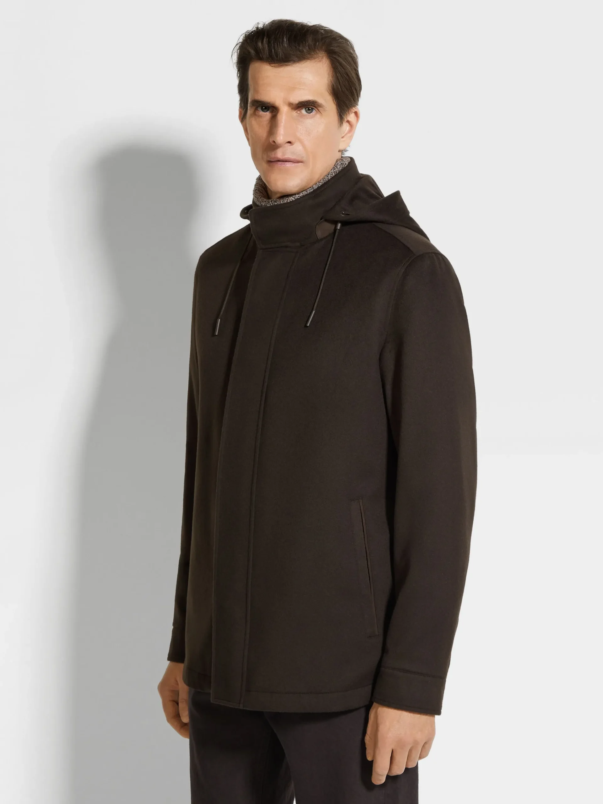 Jackets And Coats>ZEGNA Oasi Cashmere Elements Cima Overjacket DarkBrown