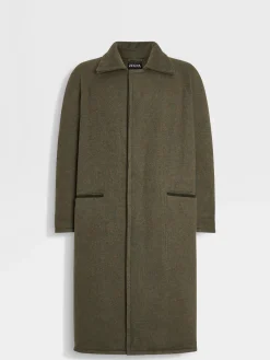Jackets And Coats>ZEGNA Oasi Cashmere Elements Coat ArmyGreenMultimélange