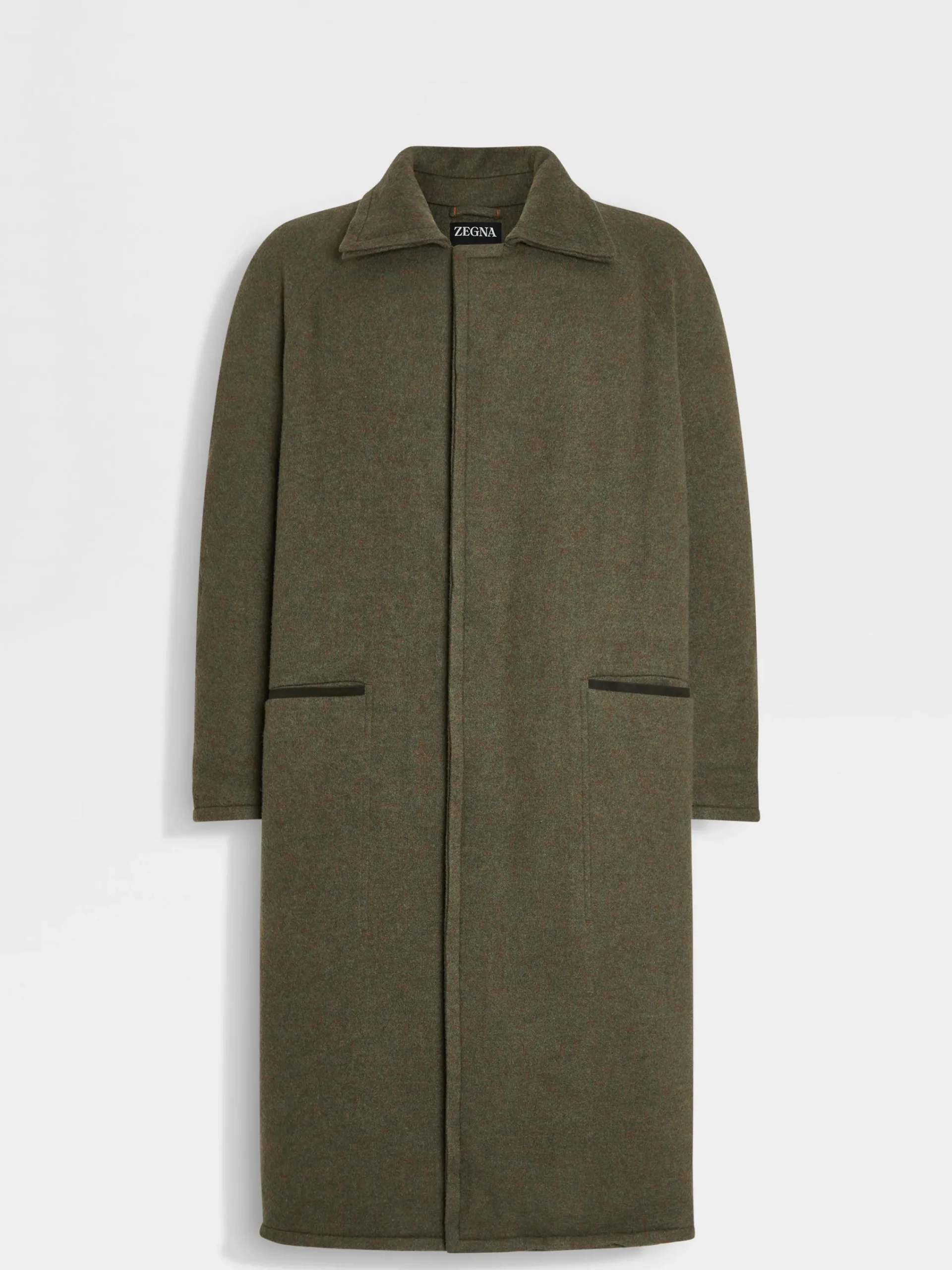 Jackets And Coats>ZEGNA Oasi Cashmere Elements Coat ArmyGreenMultimélange