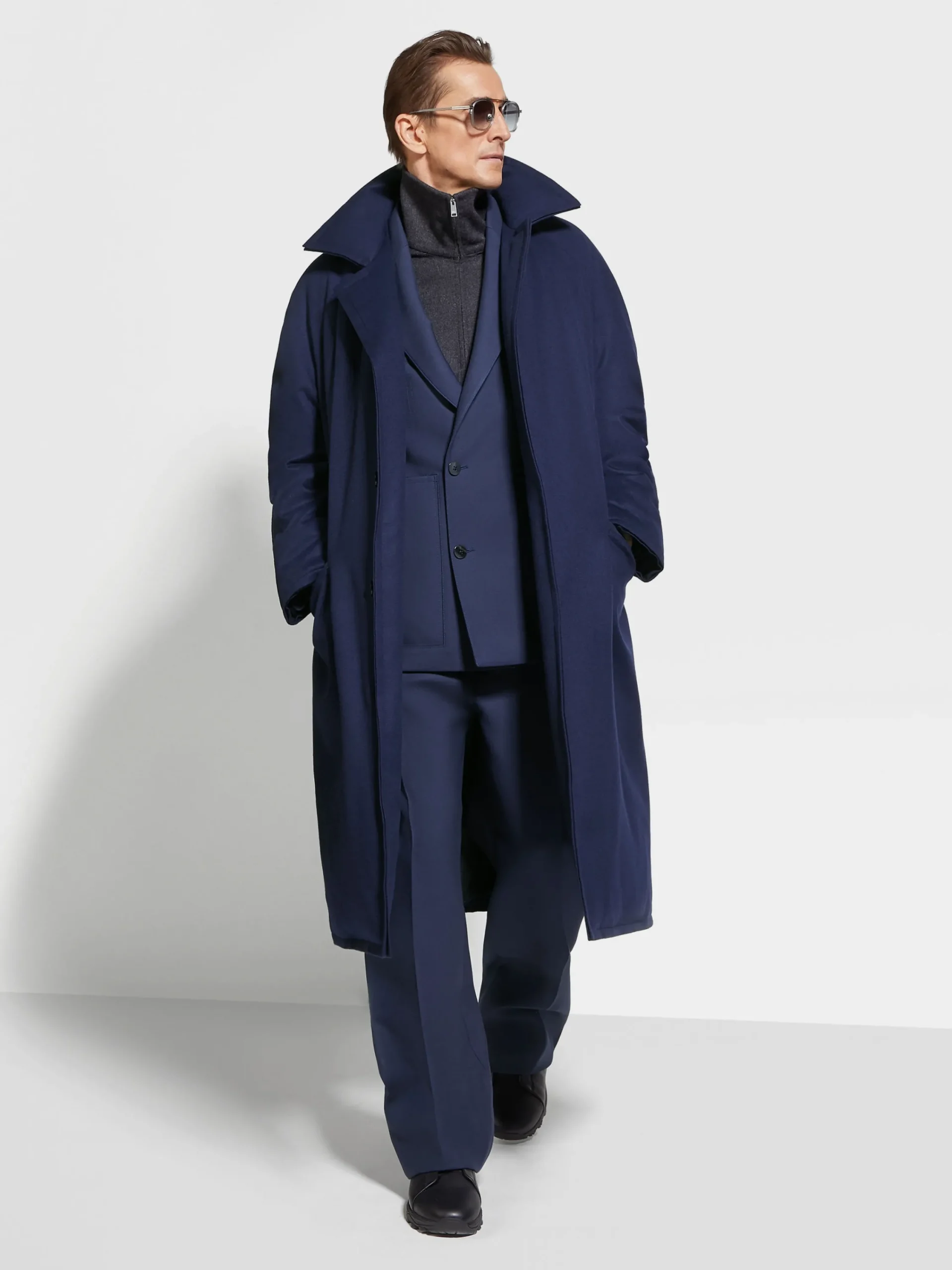 Jackets And Coats>ZEGNA Oasi Cashmere Elements Coat InkBlue