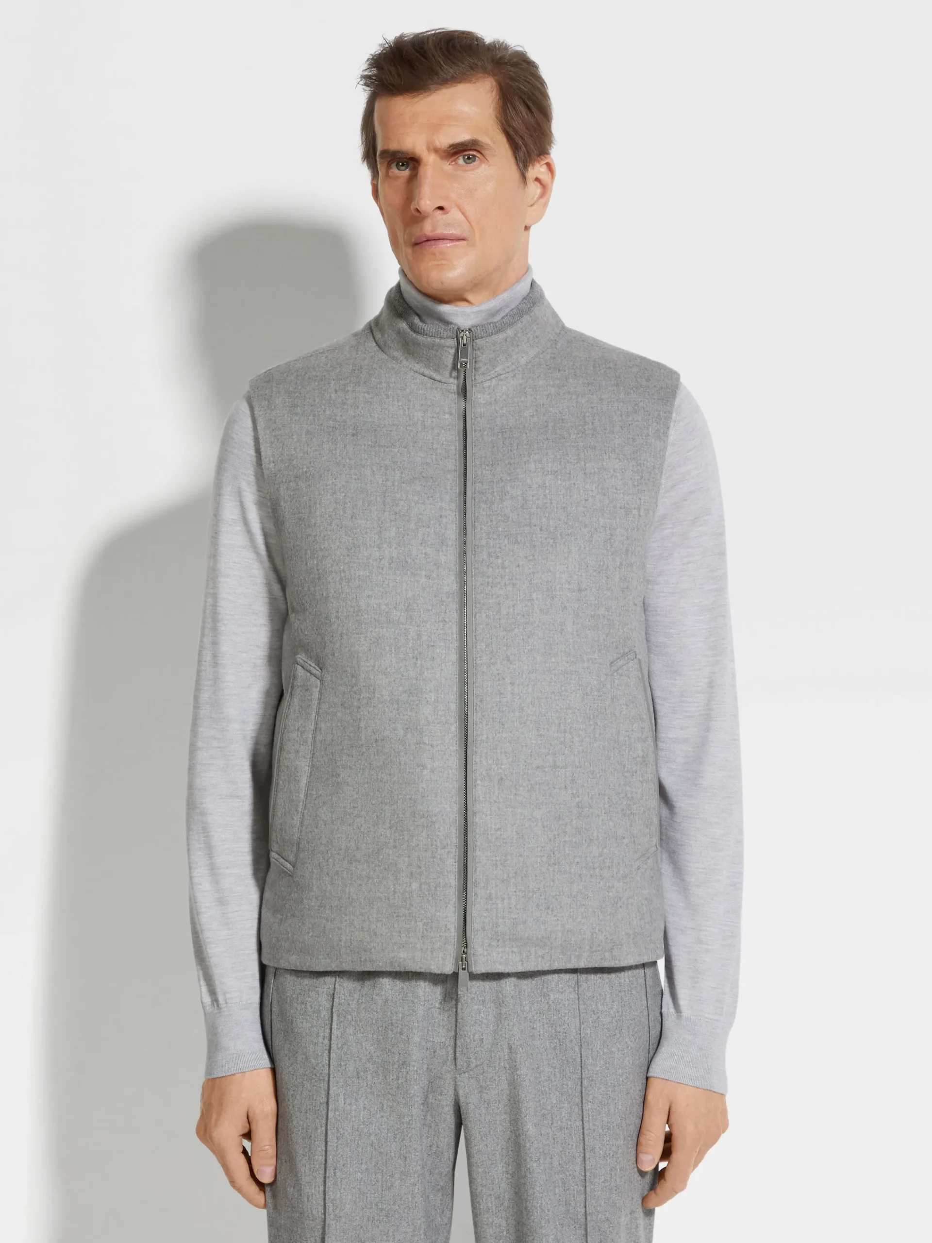 Down Jackets|Jackets And Coats>ZEGNA Oasi Cashmere Elements Vest GreyMélange