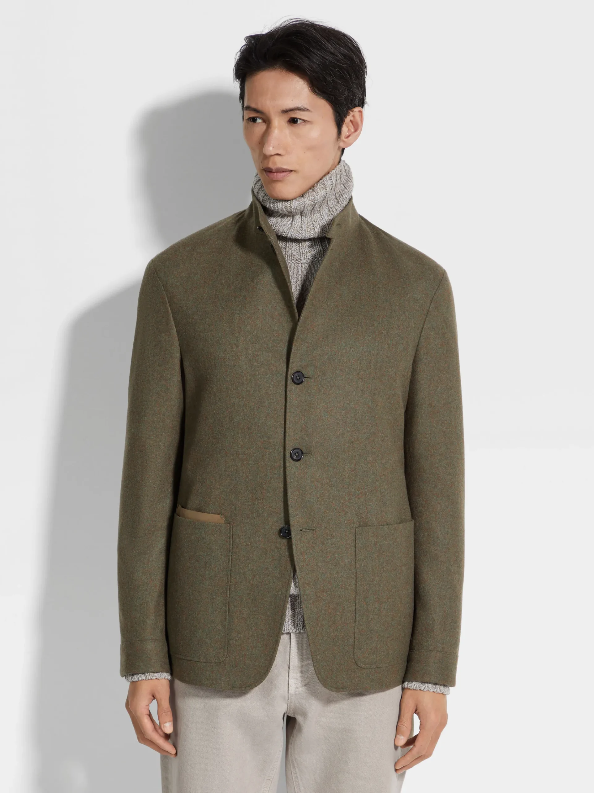 Travel In Style|Overshirts And Chore Jackets>ZEGNA Oasi Cashmere Il Conte Jacket ArmyGreenMultimélange
