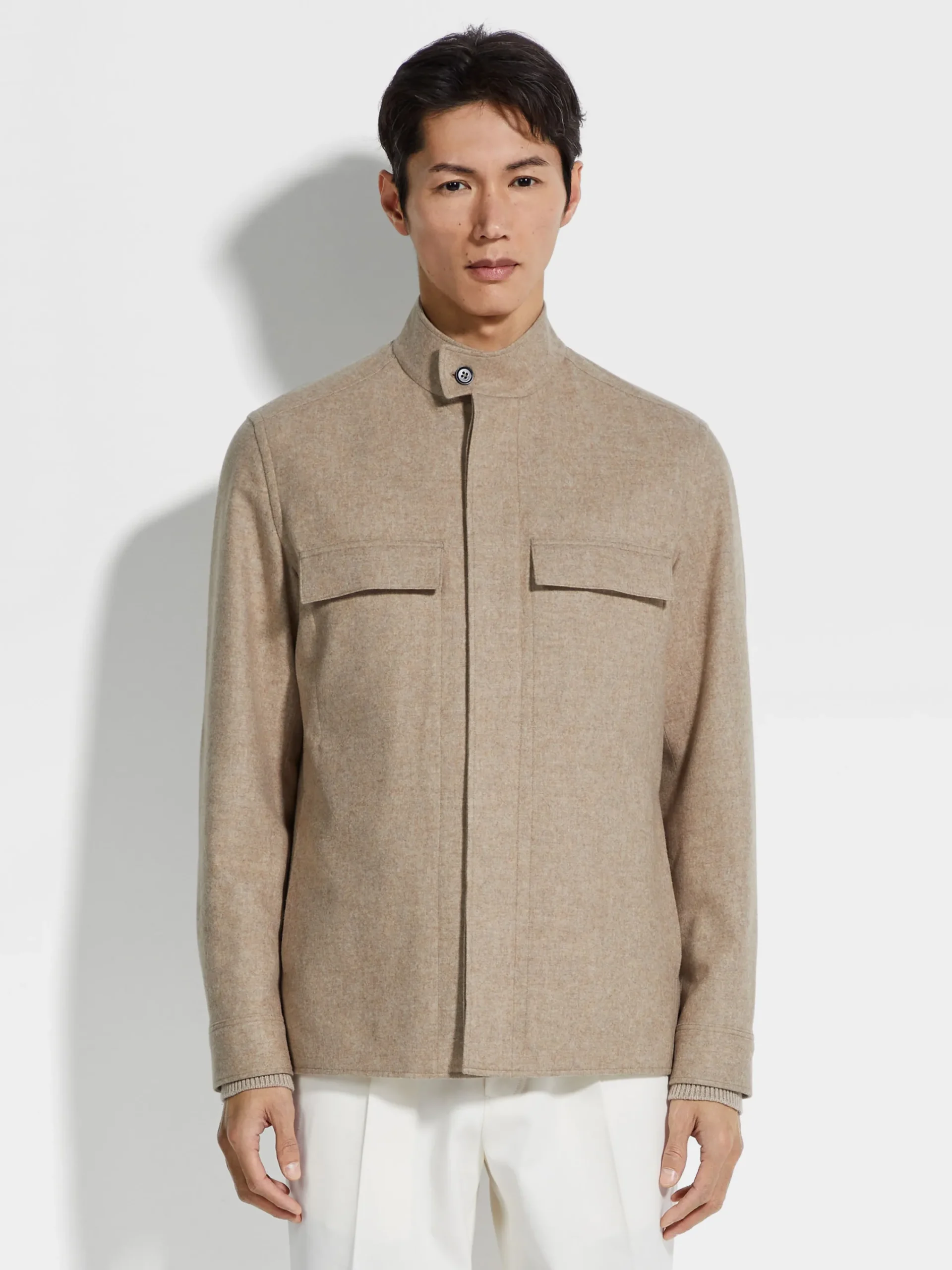 Travel In Style|Overshirts And Chore Jackets>ZEGNA Oasi Cashmere Overshirt LightTaupeMultimélange