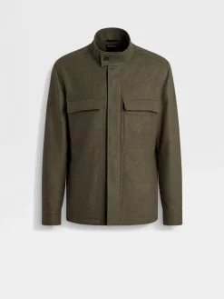 Travel In Style|Overshirts And Chore Jackets>ZEGNA Oasi Cashmere Overshirt ArmyGreenMultimélange