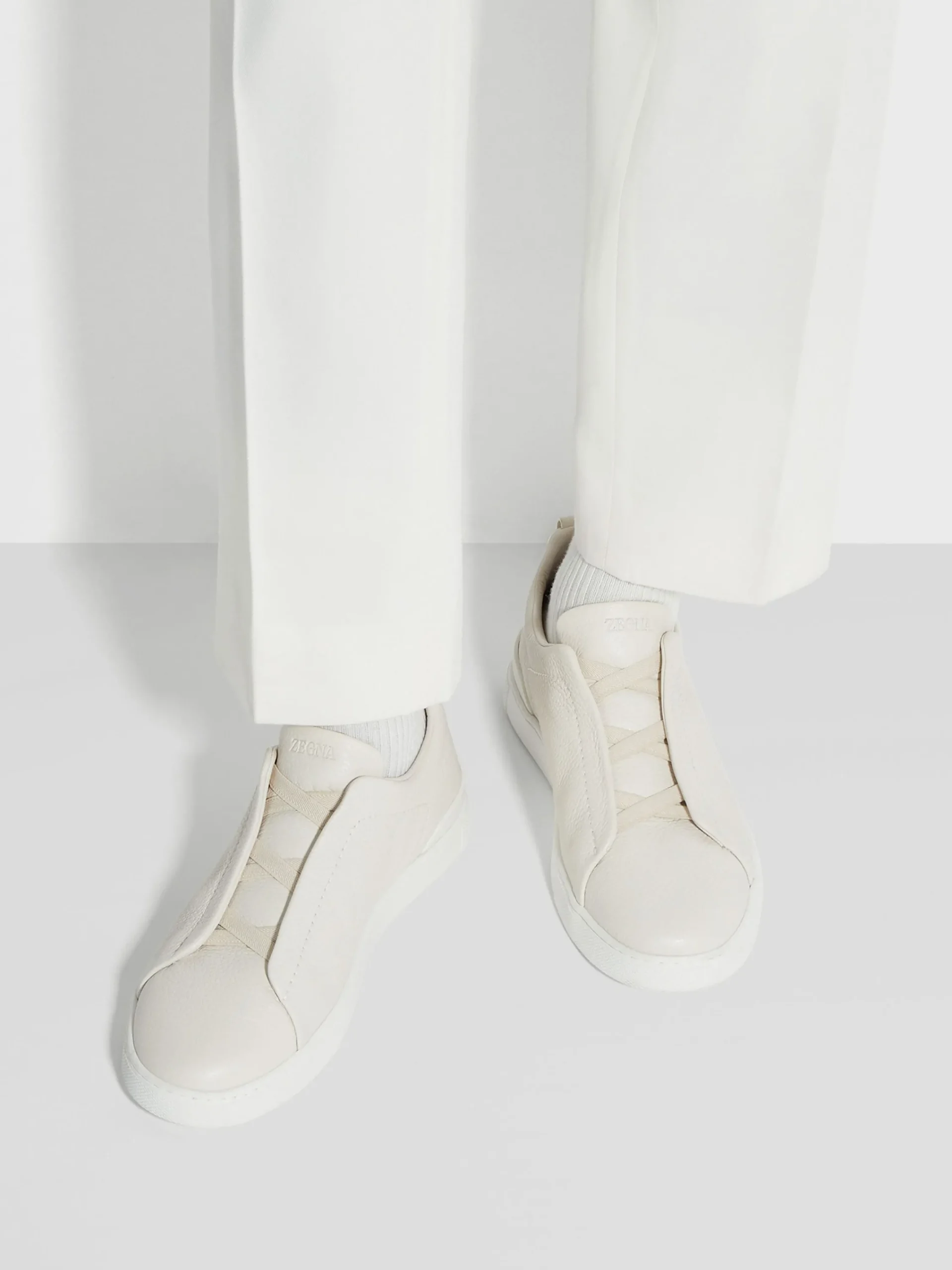 Resort Essentials|Sneakers>ZEGNA Off White Deerskin Triple Stitch™ Sneakers OffWhite