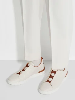 Sneakers>ZEGNA Off White Deerskin Triple Stitch™ Sneakers OffWhite