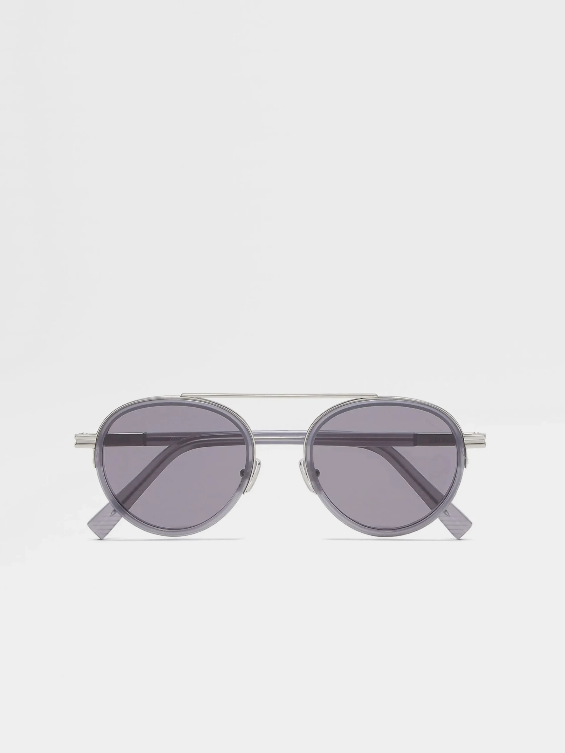 Resort Essentials|Sunglasses>ZEGNA Opal Grey Orizzonte II Acetate and Metal Sunglasses OpalGrey