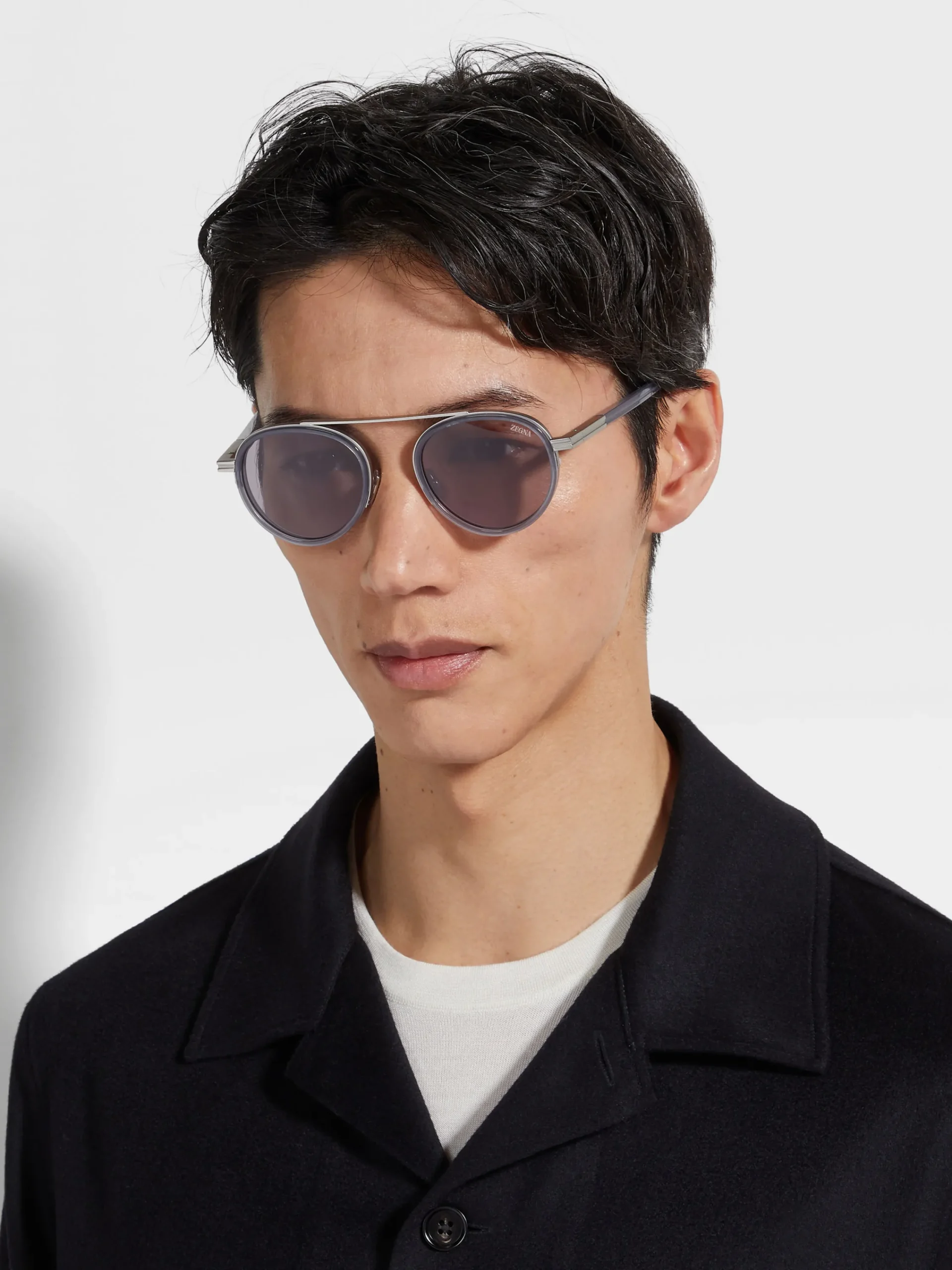 Resort Essentials|Sunglasses>ZEGNA Opal Grey Orizzonte II Acetate and Metal Sunglasses OpalGrey
