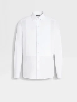 Shirts>ZEGNA Optical White Cotton Tuxedo Shirt OpticalWhite