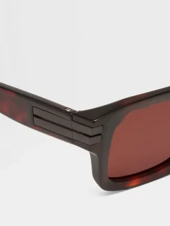 Sunglasses>ZEGNA Red Havana Acetate Sunglasses RedHavana