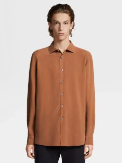 Shirts>ZEGNA Silk Shirt Foliage