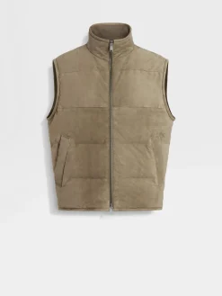 Travel In Style|Jackets And Coats>ZEGNA Suede Vest Khaki