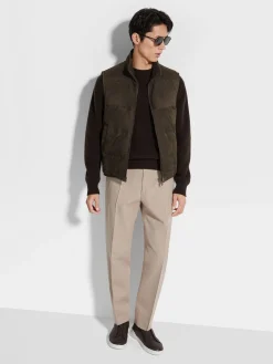Travel In Style|Jackets And Coats>ZEGNA Suede Vest DarkBrown