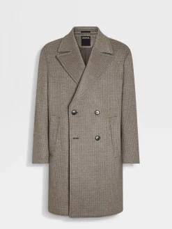 Jackets And Coats>ZEGNA Taupe and Grey Cashmere and Wool Blend Overcoat Taupe/Grey