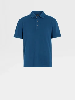 Polo Shirts>ZEGNA Teal Blue Mélange 12milmil12 Wool Polo Shirt TealBlueMélange