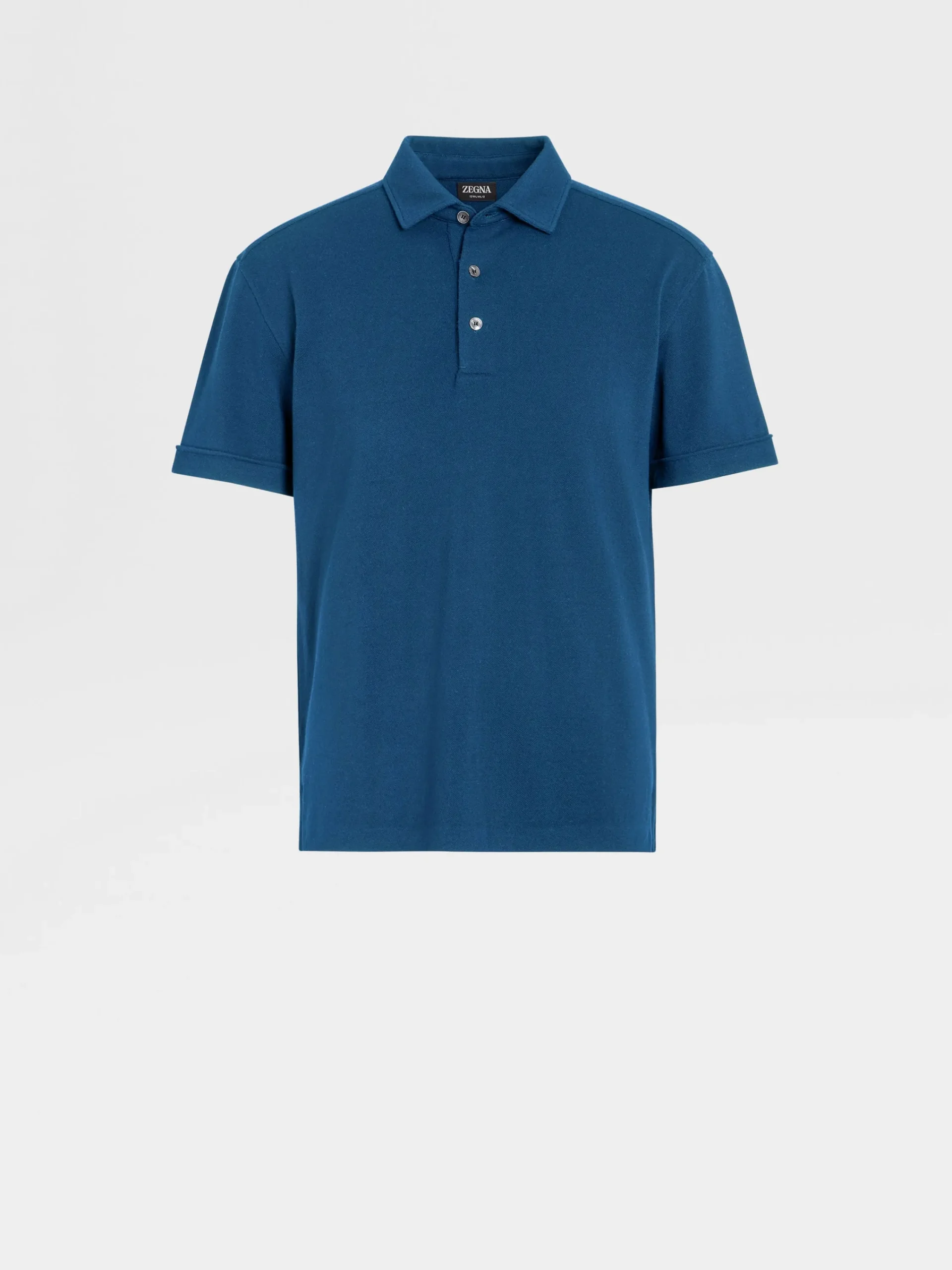 Polo Shirts>ZEGNA Teal Blue Mélange 12milmil12 Wool Polo Shirt TealBlueMélange