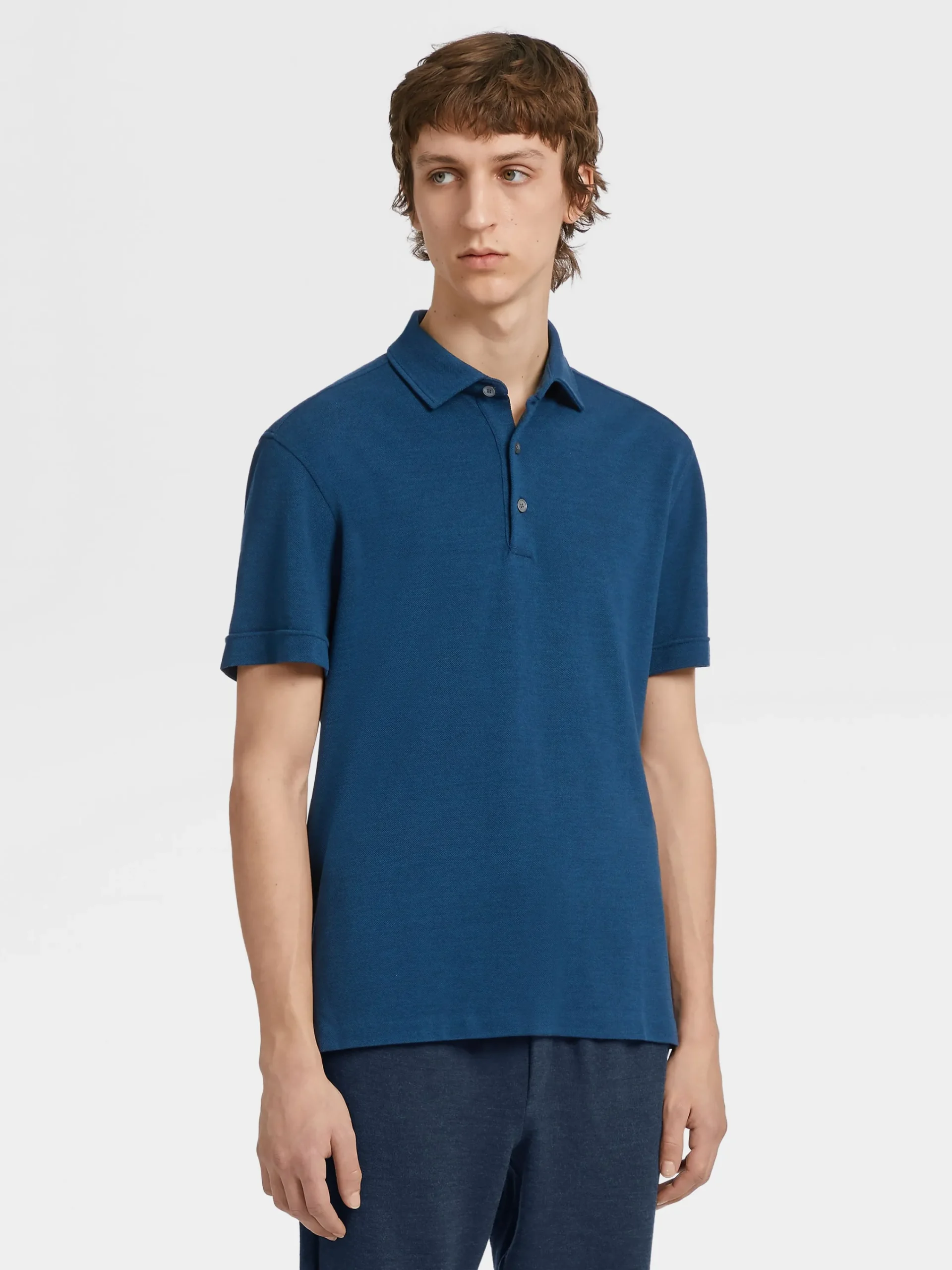 Polo Shirts>ZEGNA Teal Blue Mélange 12milmil12 Wool Polo Shirt TealBlueMélange