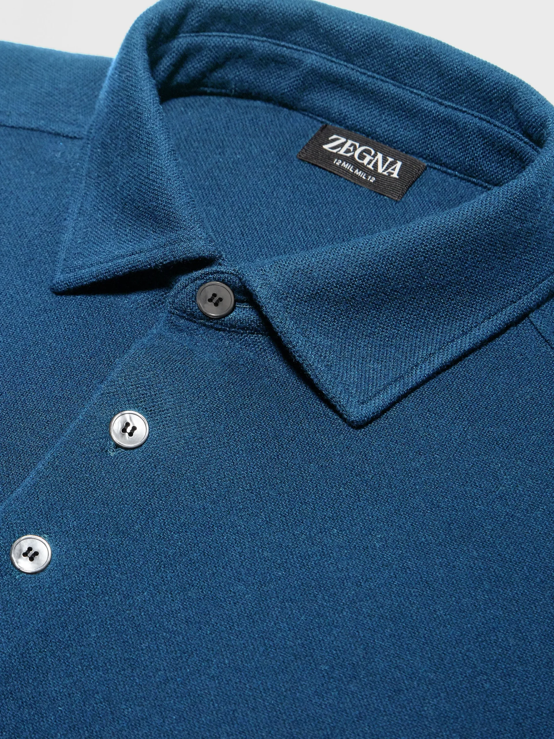 Polo Shirts>ZEGNA Teal Blue Mélange 12milmil12 Wool Polo Shirt TealBlueMélange