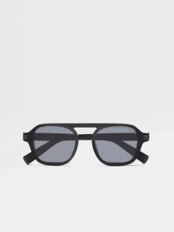 Sunglasses>ZEGNA Transparent Dark Grey Aurora II Acetate Sunglasses TransparentDarkGrey