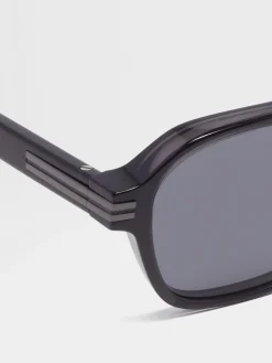 Sunglasses>ZEGNA Transparent Dark Grey Aurora II Acetate Sunglasses TransparentDarkGrey