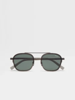 Small Gifts|Travel In Style>ZEGNA Transparent Dark Grey Orizzonte I Acetate and Metal Sunglasses TransparentDarkGrey