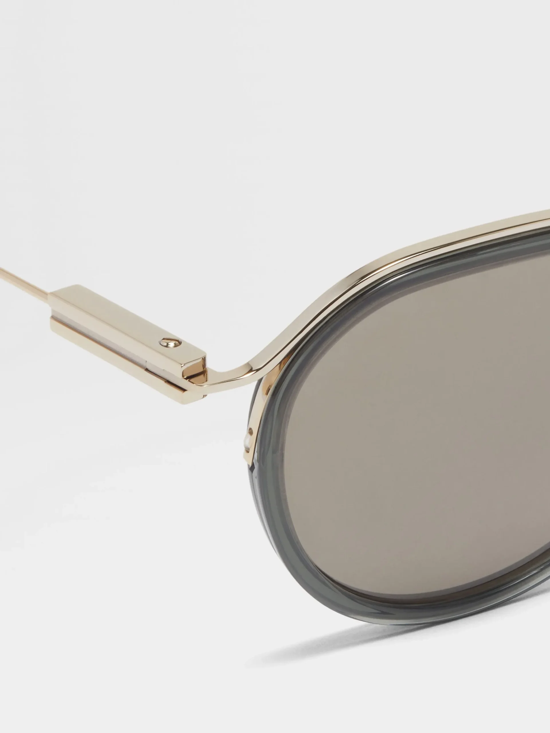 Sunglasses>ZEGNA Transparent Green and Pale Gold Acetate and Metal Sunglasses TransparentGreen/PaleGold