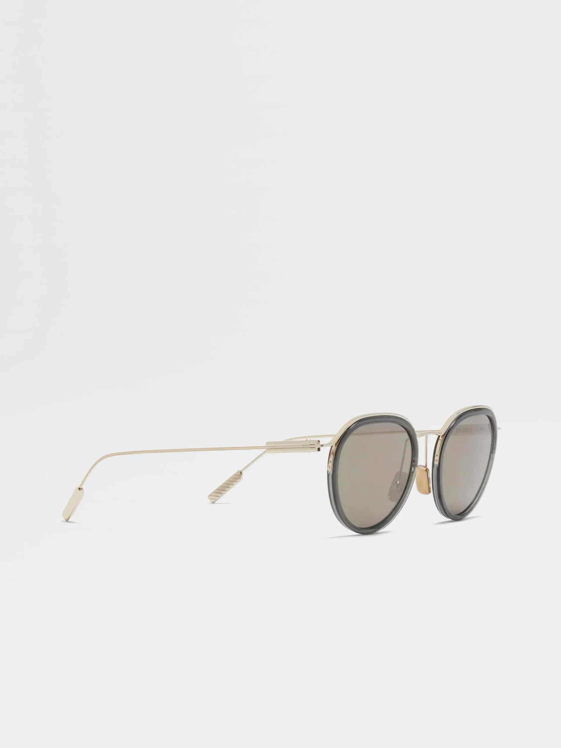 Sunglasses>ZEGNA Transparent Green and Pale Gold Acetate and Metal Sunglasses TransparentGreen/PaleGold