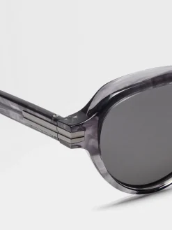 Resort Essentials|Small Gifts>ZEGNA Transparent Grey Havana Acetate Sunglasses TransparentGreyHavana