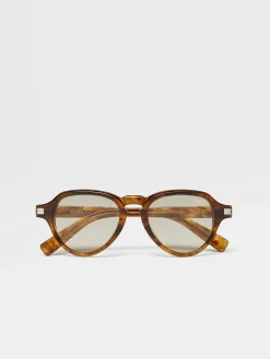 Resort Essentials|Small Gifts>ZEGNA Transparent Yellow Acetate Sunglasses TransparentYellow
