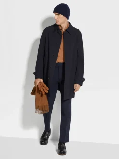 Jackets And Coats>ZEGNA Trofeo™ Elements Wool Trench NavyBlue