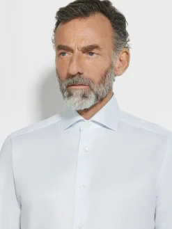 Shirts>ZEGNA White and Light Blue Micro-structured Striped Centoventimila Cotton Shirt White/LightBlue