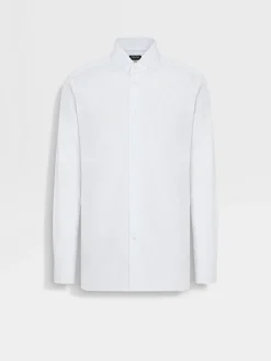 Shirts>ZEGNA White and Light Blue Striped Centoventimila Cotton Shirt White/LightBlue