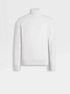 Travel In Style|Sweaters>ZEGNA Cashseta Turtleneck White