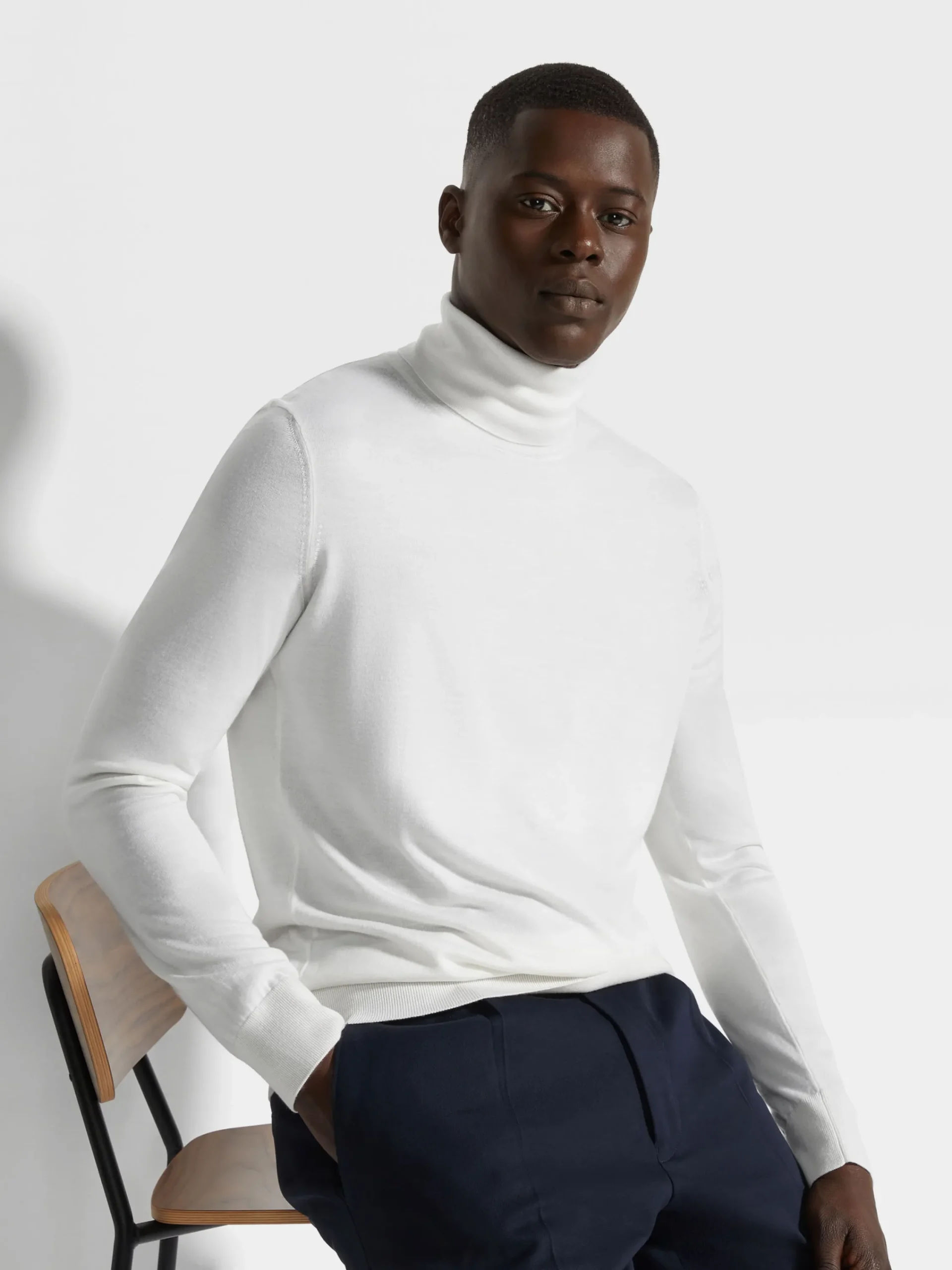 Travel In Style|Sweaters>ZEGNA Cashseta Turtleneck White